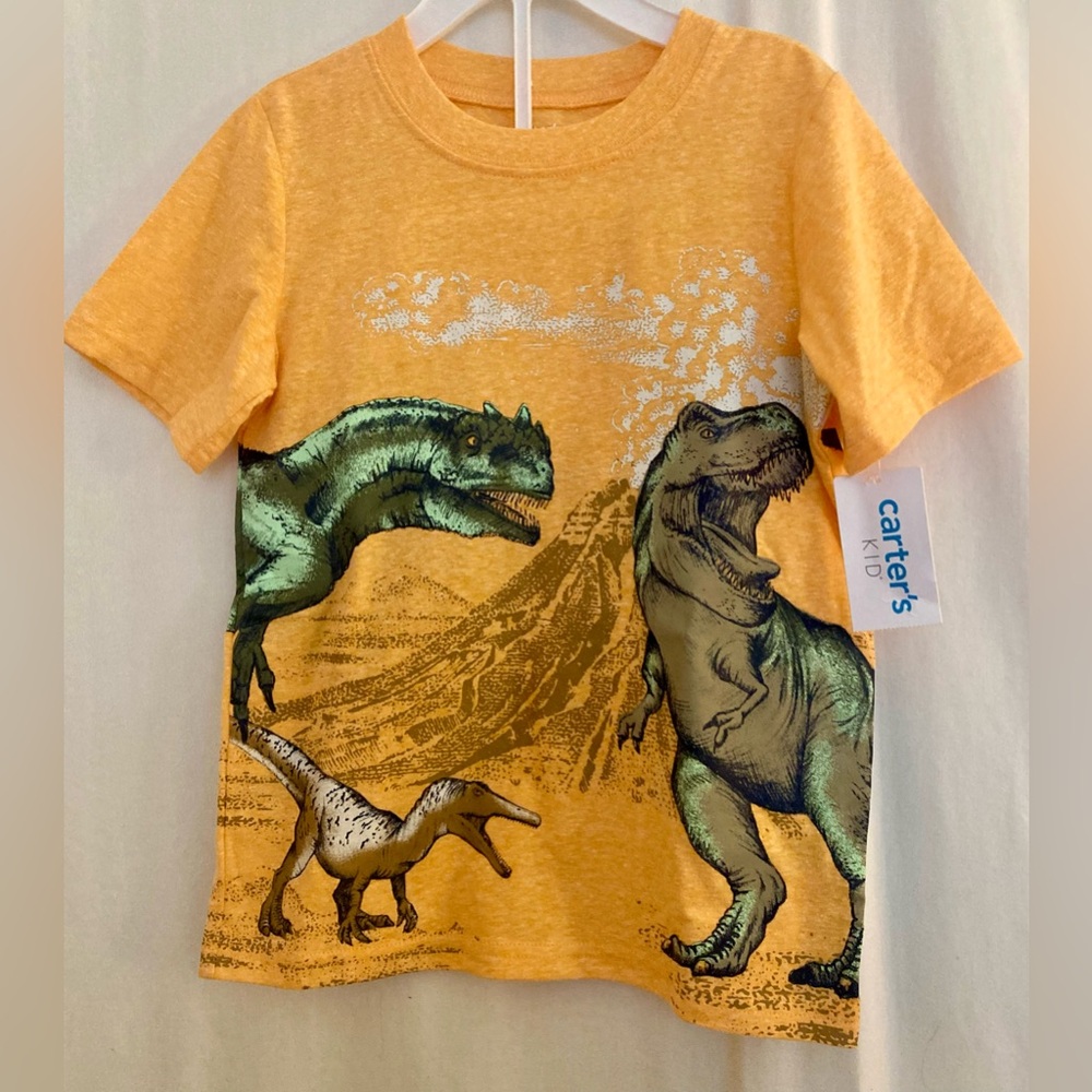Carter's Yellow Tee with Green Dinosaur Scene Size 5